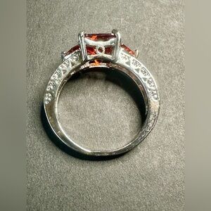 Elegant Silver and Red Gemstone Ring